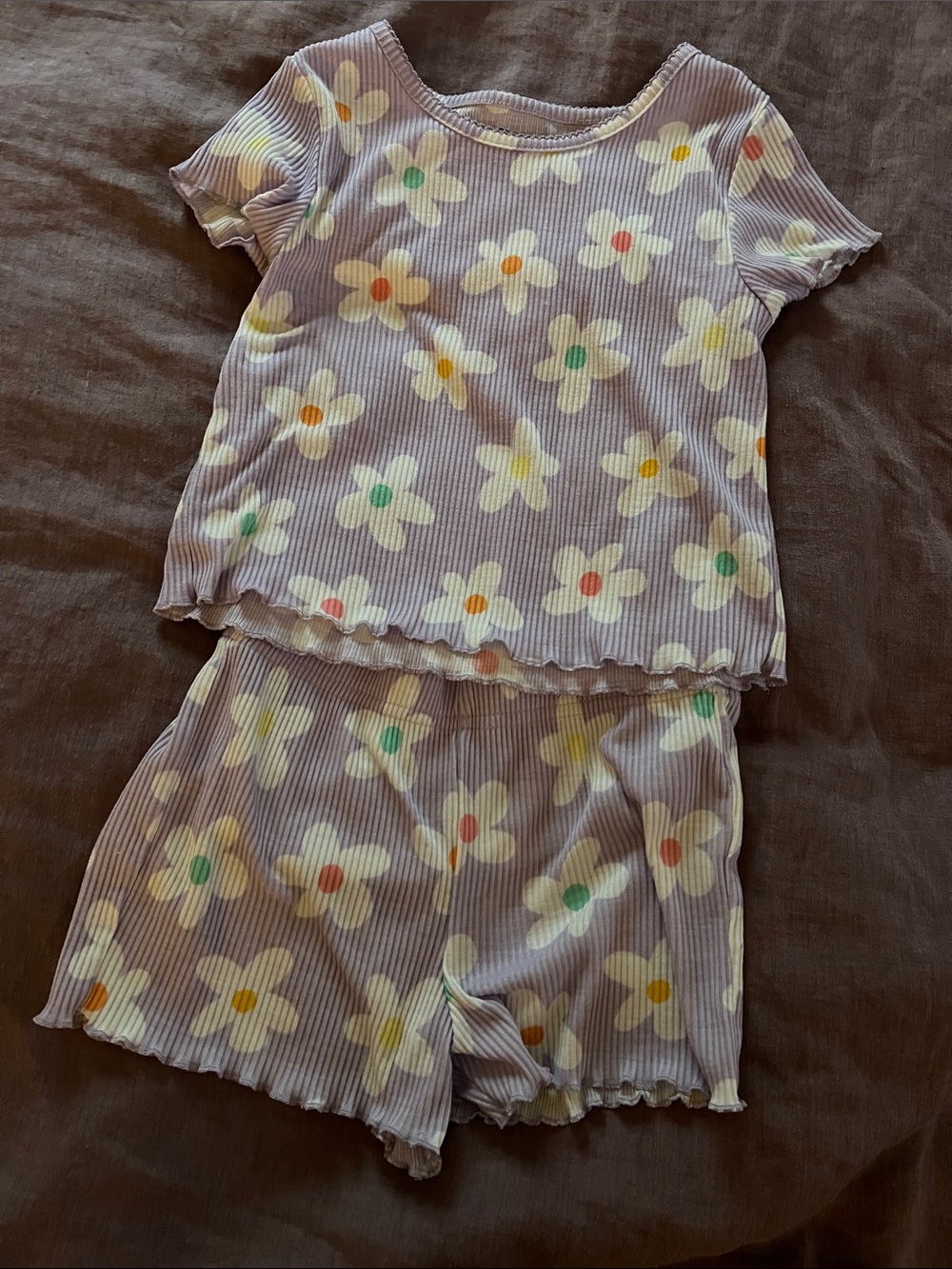 Old Navy Lavender Floral Ribbed Kids Pajama Set